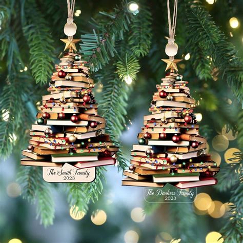 Personalized Christmas Book Tree Ornament 2D Book Lover - Etsy