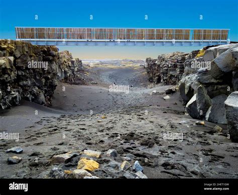 Bridge Between Continents in Álfagjá rift that connects two continents ...