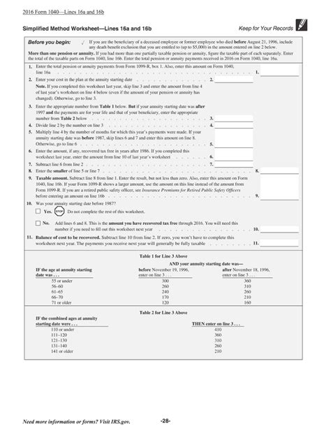 Form 1040 Line 16 Instructions