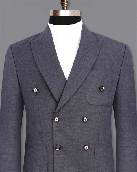Scarpa Flow Gray Textured Premium Terry Rayon Double-Breasted-Blazer ...