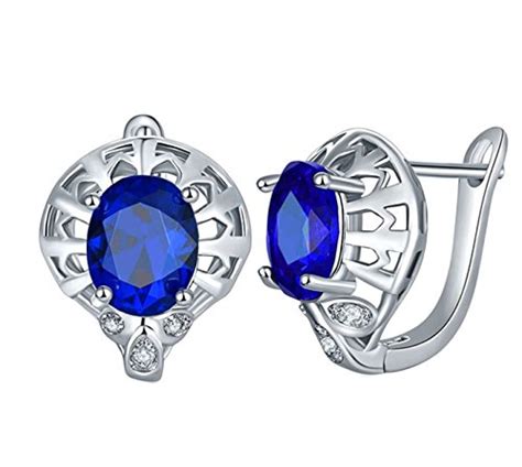 Fabula by OOMPH Jewellery Silver Plated Deep Blue Cubic Zirconia Office ...