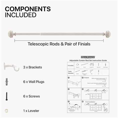 Buy DECO WINDOW Premium Extendable Single Curtain Rod - 25mm, Ivory (52 ...