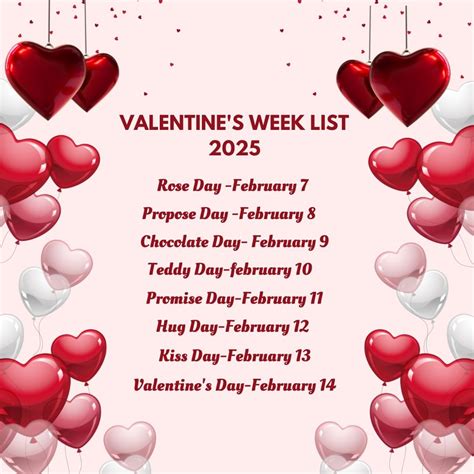 Valentine's Week List 2025: Complete Dates and Days
