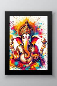 GL STRING ART Shree ganesh ji photo frame A4 size Black frame Wall ...