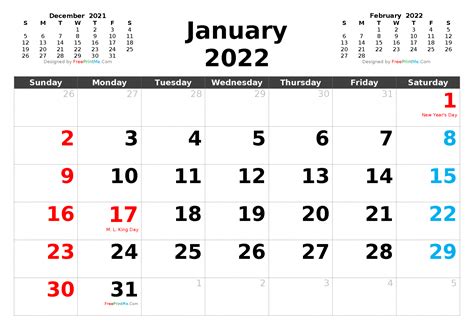 2022 Calendar Printable One Page Free Printable Calendars And | Free ...