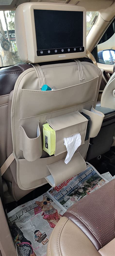 MULTIFARIOUS PU Leather Car Backseat Organizer Waterproof Back Seat ...