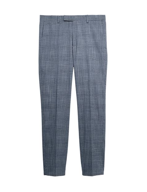 Buy Tailored Fit Check Stretch Trousers at Marks & Spencer
