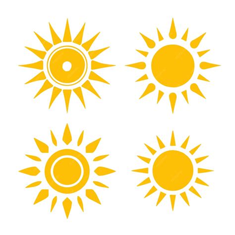 Conjunto de símbolos del sol Icono de sol plano | Vector Premium