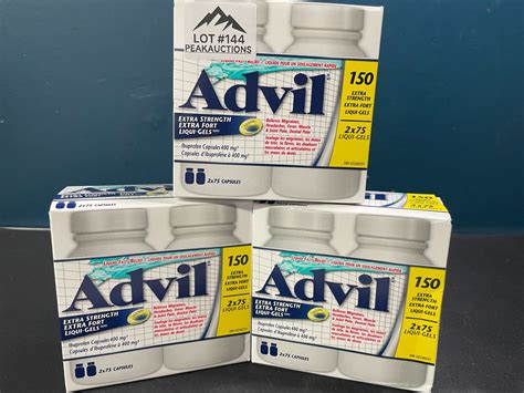 Lot of 3 Boxes of Advil Extra Strength Liqui-Gels - Double/Combo Packs - 150 Capsules per box