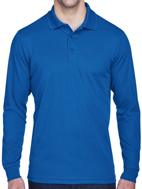 Mens Moisture-Wicking Long Sleeve Polo Shirt - True Royal, XL - Walmart.com