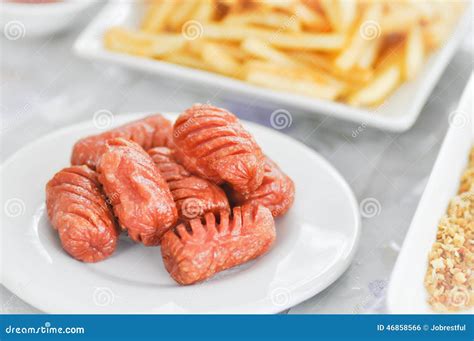 Fried sausage stock photo. Image of brown, meal, junk - 46858566