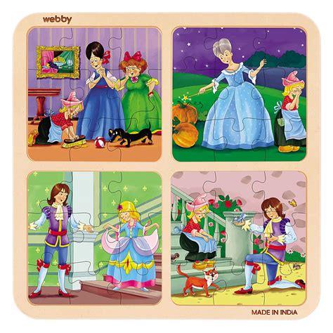 Webby 4 in 1 Wooden Cinderella Puzzle Toy, 36 Pcs – Webby Toys