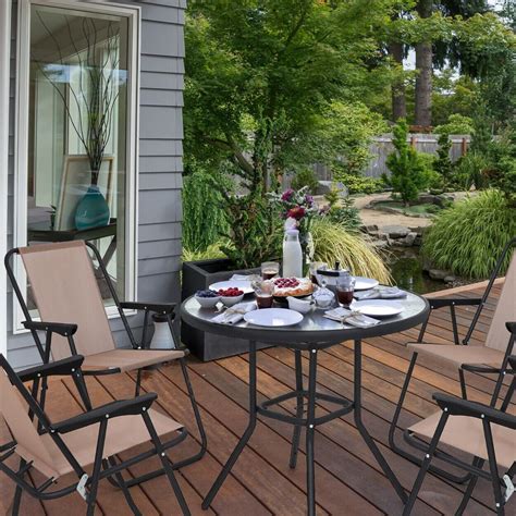 QSHIMY Outdoor Dining Set Patio Table and Chairs 6PC Outdoor Furniture ...
