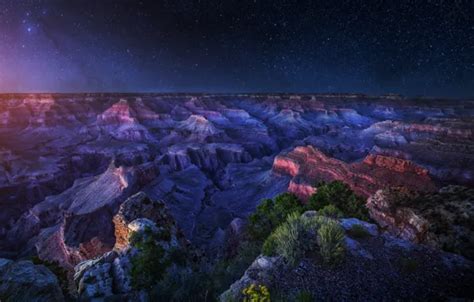Wallpaper the sky, stars, light, night, canyon for mobile and desktop ...