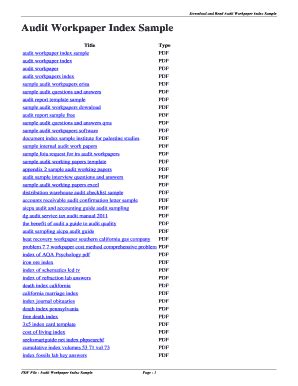 Audit Workpaper Index Template - Fill and Sign Printable Template Online