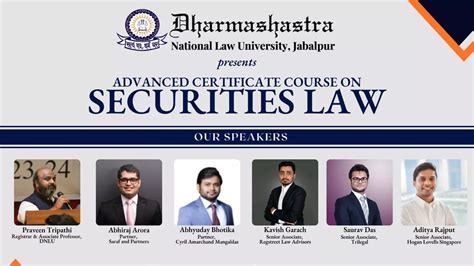 Dharmashastra National Law University, Certificate Course, Securities Law