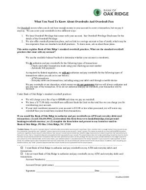 Fillable Online What You Need To Know About Overdrafts And ... Fax ...