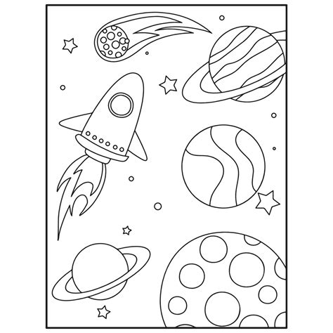 Space Coloring Book Pages For Kids 13325171 Vector Art at Vecteezy