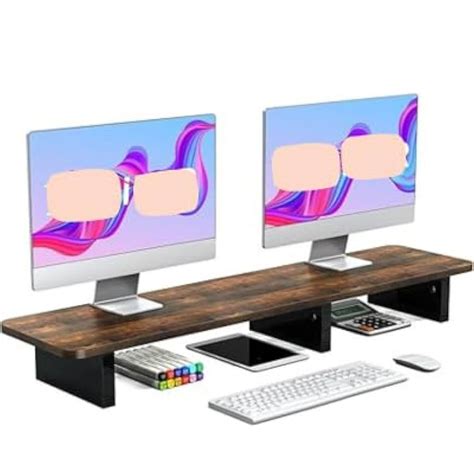 carpentray Solid Wood 100cm Monitor Stand Riser, Large Wood Computer ...