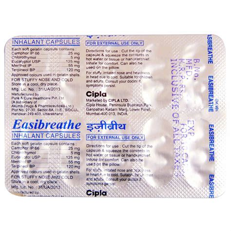 Buy Easibreathe Inhalant Capsule | 19 Minutes Delivery | Apollo Pharmacy