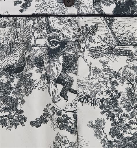 سروال Dior Chez Moi حرير أبيض بحبكة تويل مع نمط توال دو جوي باللون ...