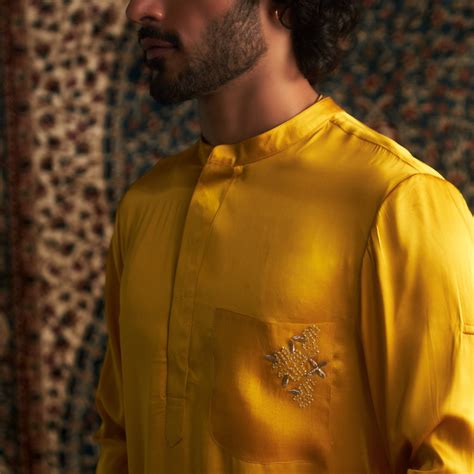 Long Sleeve Kurta with Embroidered Pocket – Stylish and Contemporary ...