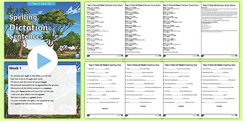 Year 3 Term 2A Spelling Dictation Sentences Activity Pack