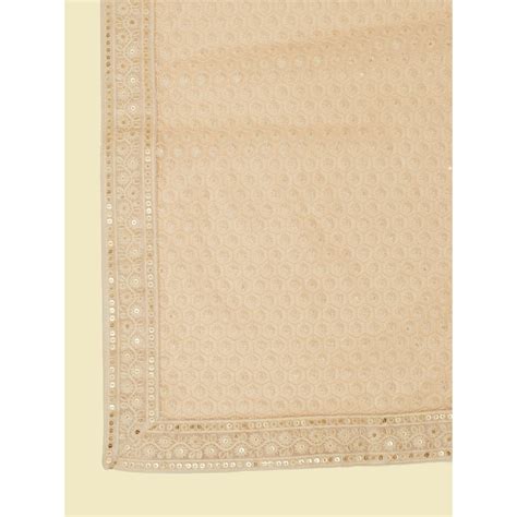 Buy Manyavar Beige Net Chikankari Embroidery Sequin Work Dupatta for ...