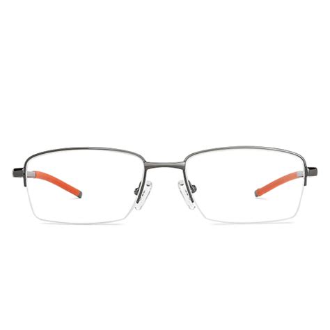 Buy Gunmetal Orange Half Rim Rectangle Lenskart Air fusion LA E12384-C2 ...
