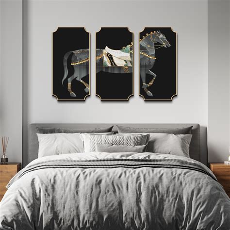 Buy Set Of 3 Horse Mural Wood Print Wall Art in India at Best Price ...