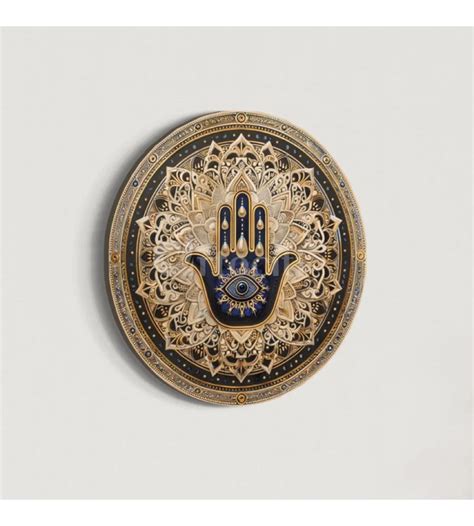 Buy Round Hamsa Hand & Evil Eye Canvas Giclee Print Round Canvas Wall ...