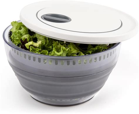 4 Quart Space Saving Folding Collapsible Salad Spinner, Drainer ...