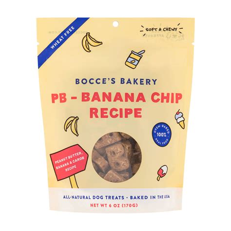 Bocce's Bakery PB-Banana Chip Recipe Soft & Chewy Dog Treats - Hala's Paws