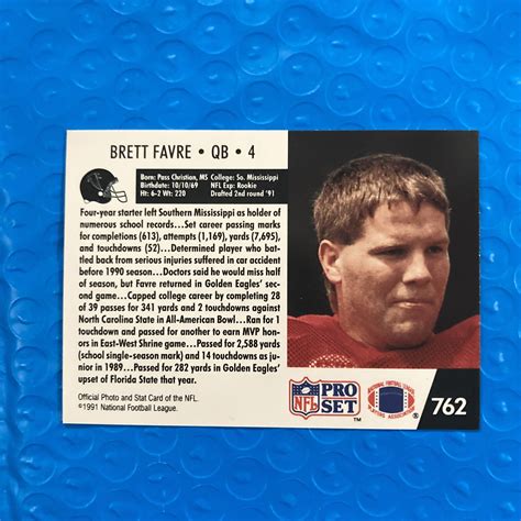 1991 Pro Set #762 Brett Favre Rookie Card | eBay