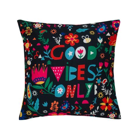 Buy Chumbak Good Vibes Only 12inches Cushion Cover - Black Online at ...