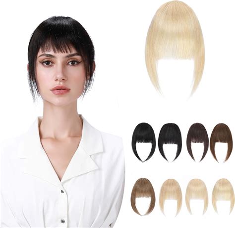 Clip in Fringe Human Hair Front Bangs 100% Real Hair Fringe Extensions ...