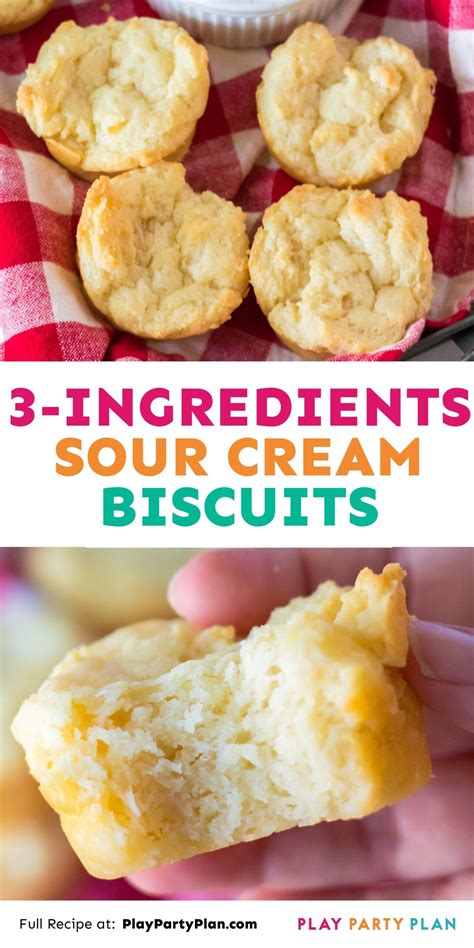 This easy 3 ingredient sour cream biscuit recipe comes together in ...