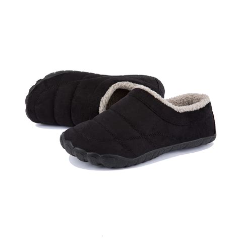 Men's Wide Toe Slippers with Soft Wool-Like Lined Suede Winter Warm ...