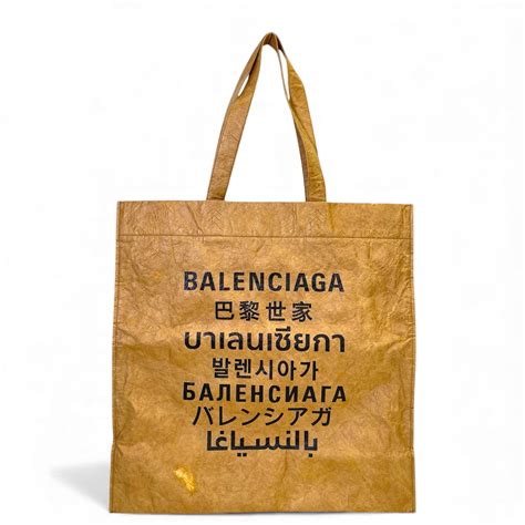 Buy Balenciaga ‘21 Resort Collection Language Logo Sand Tote Bag Online