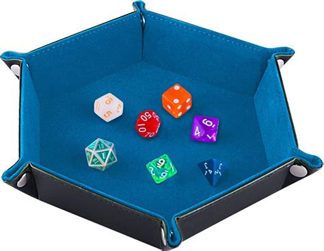 Amazon.com: SIQUK Double Sided Dice Tray, Folding Hexagon PU Leather ...