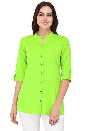 Buy Vastraa Fusion Women's Cotton Regular Top/Shirt (TS0886-S_Parrot ...