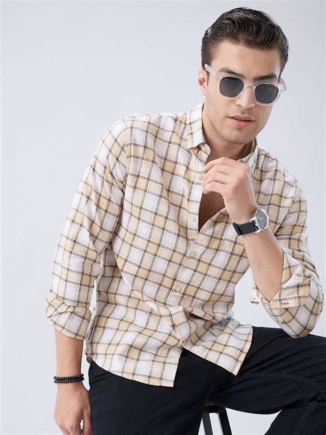 Neutral Beige & Black Windowpane Checks Shirt – Vastrado