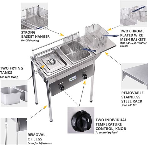 Buy Bioexcel SS22 Two-Tank Outdoor Deep Fryer-Adjustable Temperature ...