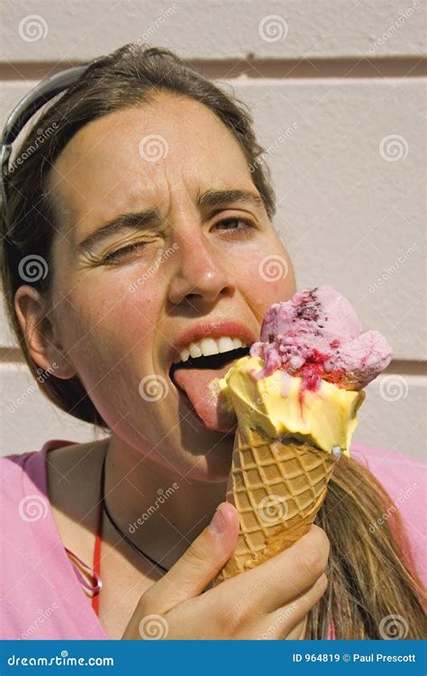 Licking Ice Cream Eye Closed Stock Image - Image of licking, dairy: 964819