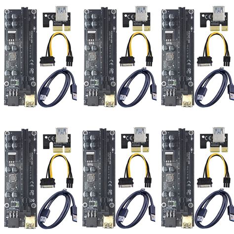 Buy 6-Pack VER 009S+ Mining Dedicated PCIe Riser Card Riser Adapter ...