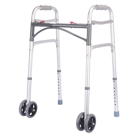 ARDIKAMA Steel Folding Walker with 2 Wheels, Adjustable Height Rolling Walker, Front Wheel ...
