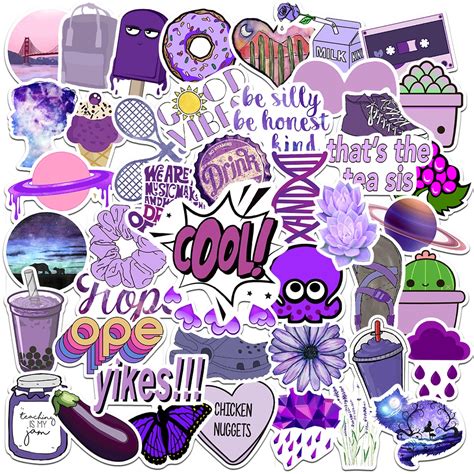 10/50 Piece Cute Purple Cartoon Waterproof Cartoon Stickers Helmet ...