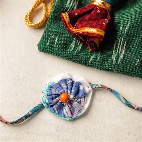 Buy Handcrafted Flower Bead Work Fabart Rakhi 50 Online at iTokri.com ...