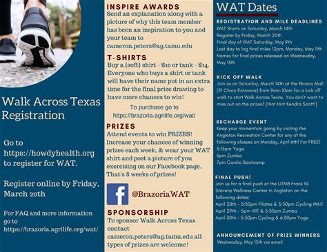 Walk Across Texas General Registration Flyer & Team Member - Brazoria