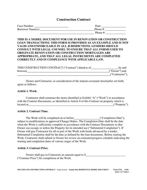 Free Printable Construction Contract Templates [PDF & Word] Sample